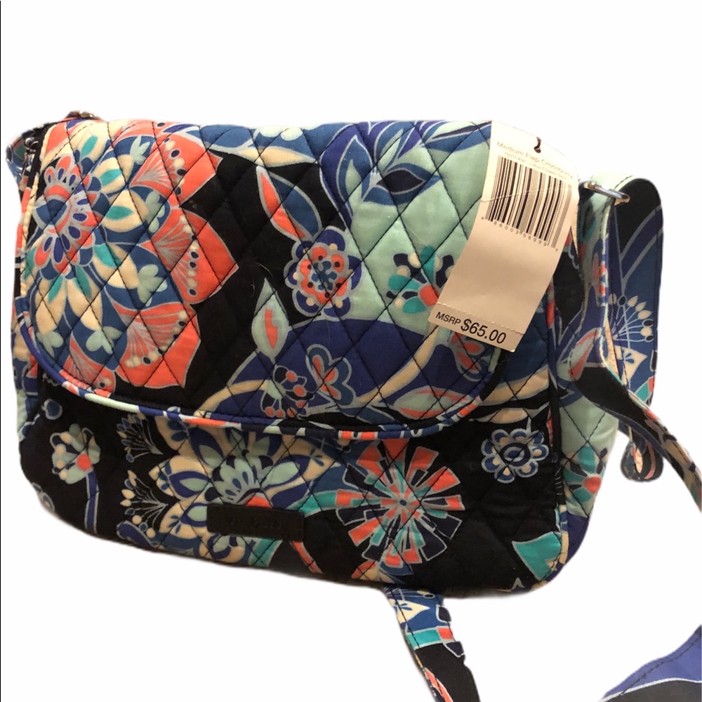 Vera Bradley Medium Flap Crossbody. Lotus Flower